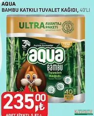 AQUA BAMBU KATKILI TUVALET KAĞIDI 3 KATLI 40'LI